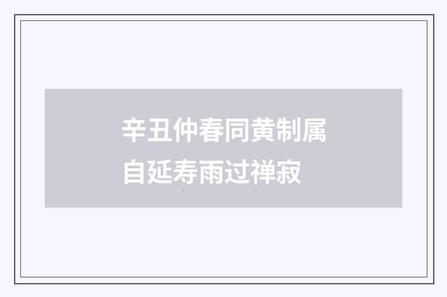 辛丑仲春同黄制属自延寿雨过禅寂