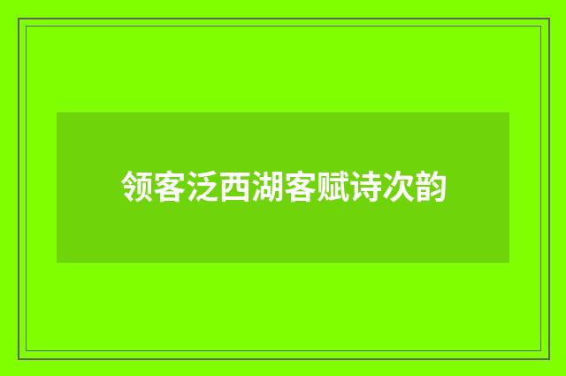 领客泛西湖客赋诗次韵