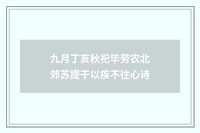 九月丁亥秋祀毕劳农北郊苏提干以疾不往心诗