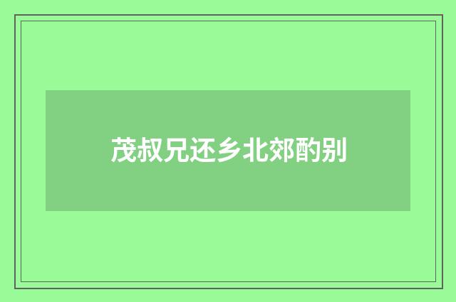 茂叔兄还乡北郊酌别