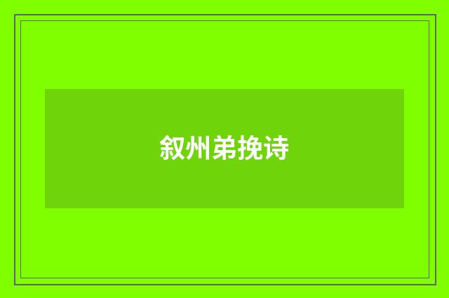 叙州弟挽诗