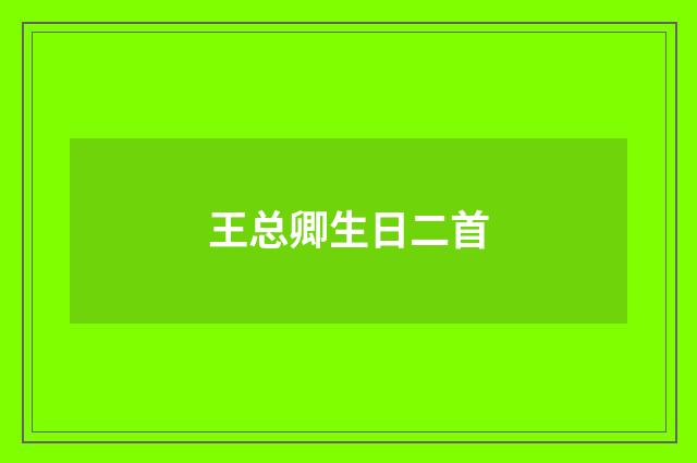王总卿生日二首