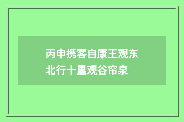 丙申携客自康王观东北行十里观谷帘泉