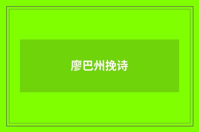 廖巴州挽诗