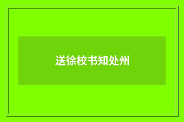 送徐校书知处州