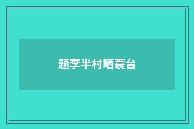 题李半村晒蓑台