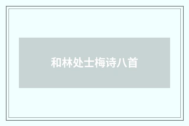 和林处士梅诗八首