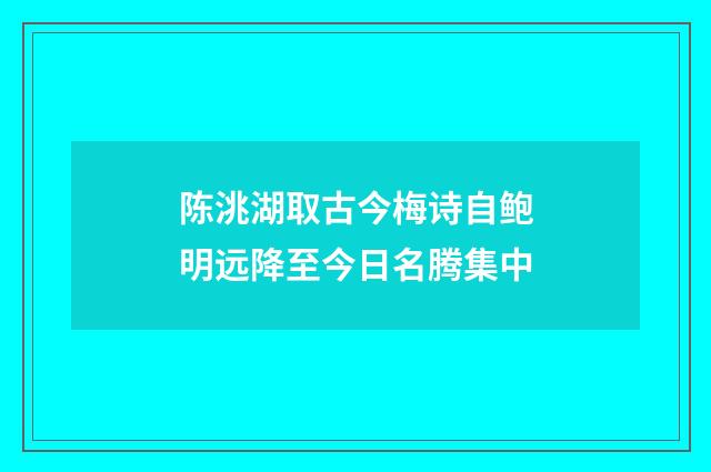 陈洮湖取古今梅诗自鲍明远降至今日名腾集中
