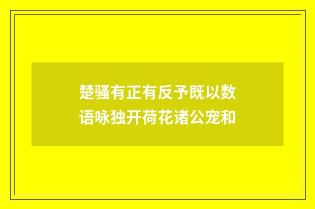 楚骚有正有反予既以数语咏独开荷花诸公宠和