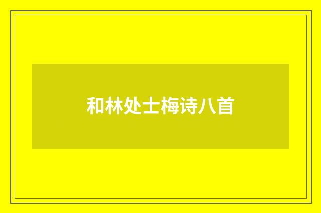和林处士梅诗八首