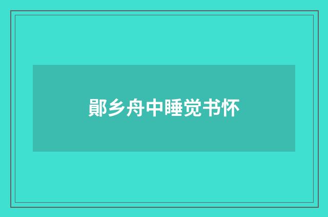 鄖乡舟中睡觉书怀