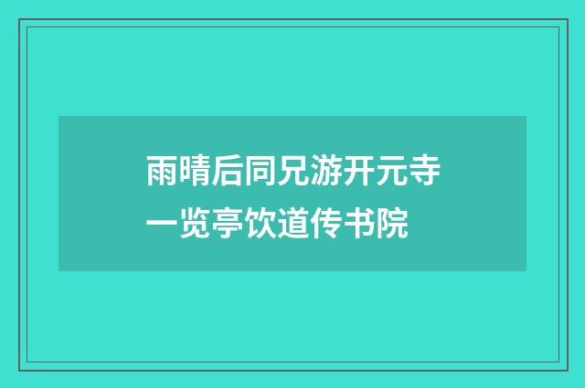 雨晴后同兄游开元寺一览亭饮道传书院