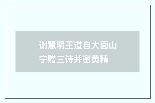 谢慧明王道自大面山宁赠三诗并密黄精