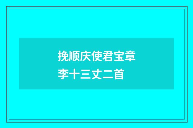 挽顺庆使君宝章李十三丈二首