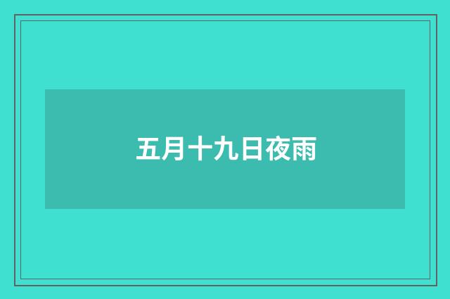 五月十九日夜雨