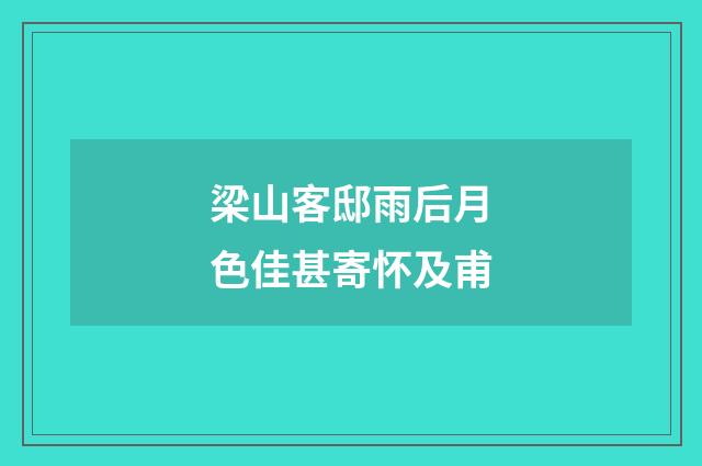梁山客邸雨后月色佳甚寄怀及甫