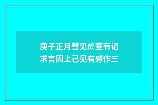 庚子正月彗见於室有诏求言因上己见有感作三
