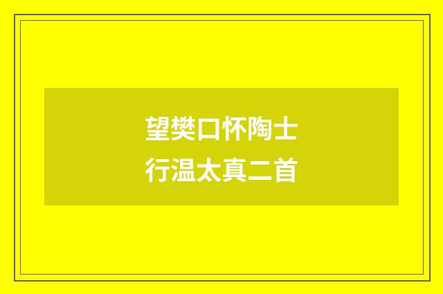 望樊口怀陶士行温太真二首