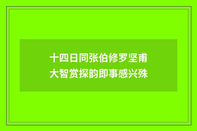 十四日同张伯修罗坚甫大智赏探韵即事感兴殊