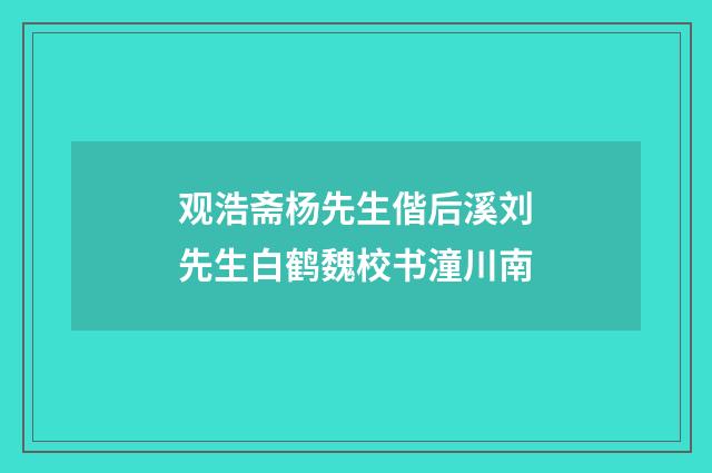 观浩斋杨先生偕后溪刘先生白鹤魏校书潼川南