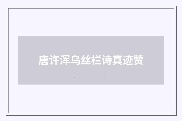 唐许浑乌丝栏诗真迹赞