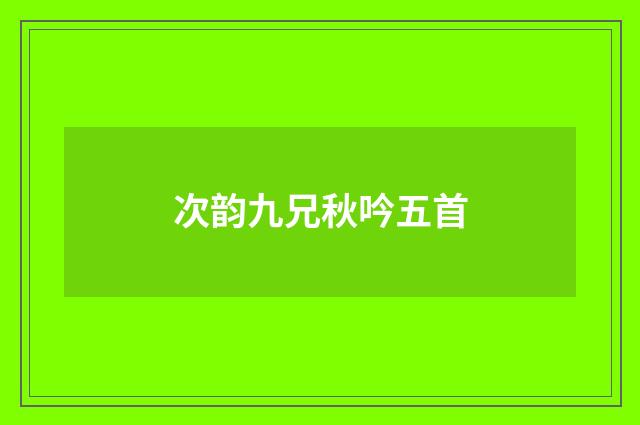 次韵九兄秋吟五首