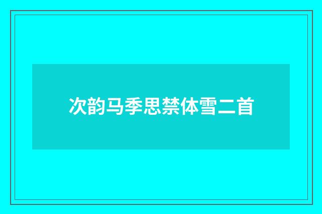 次韵马季思禁体雪二首