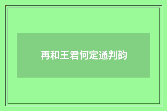 再和王君何定通判韵