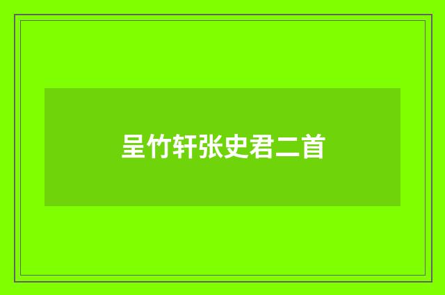 呈竹轩张史君二首
