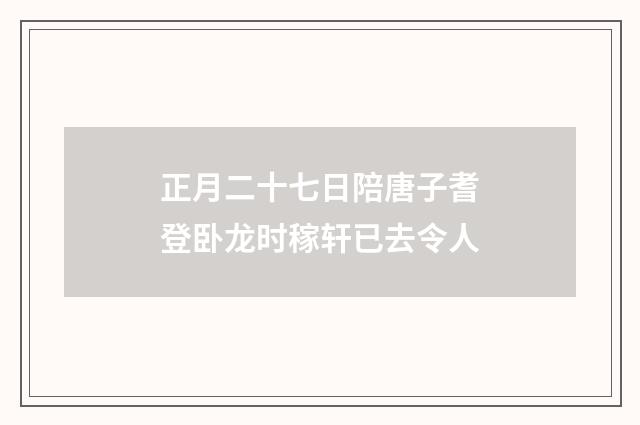 正月二十七日陪唐子耆登卧龙时稼轩已去令人