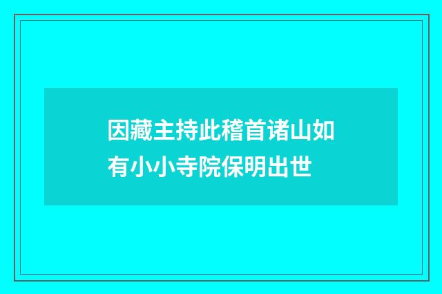 因藏主持此稽首诸山如有小小寺院保明出世