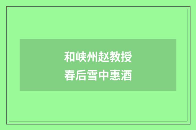 和峡州赵教授春后雪中惠酒