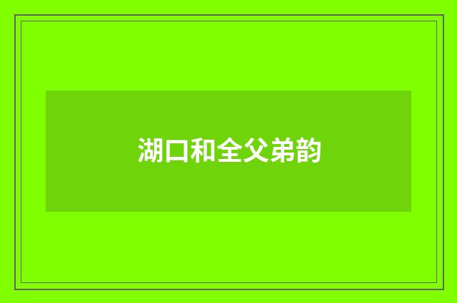 湖口和全父弟韵