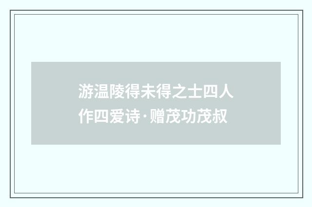 游温陵得未得之士四人作四爱诗·赠茂功茂叔