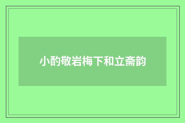 小酌敬岩梅下和立斋韵