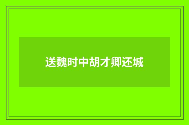 送魏时中胡才卿还城