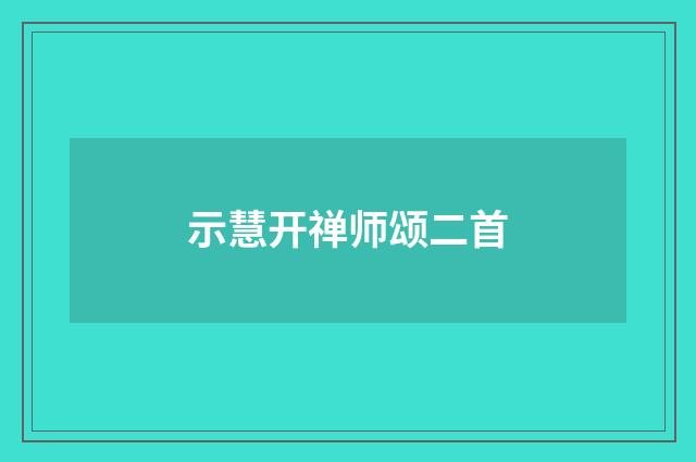 示慧开禅师颂二首