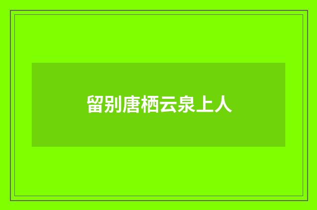 留别唐栖云泉上人