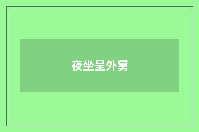 夜坐呈外舅