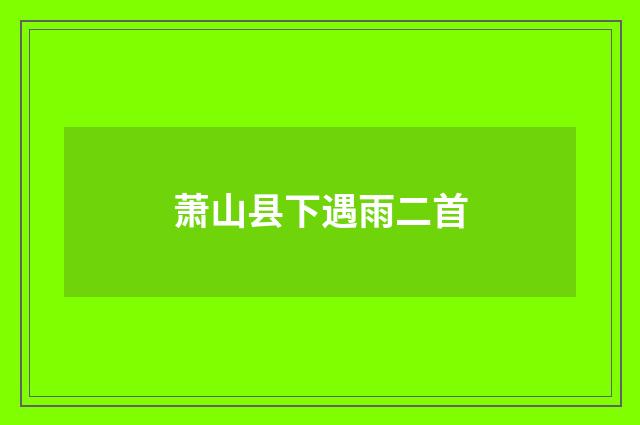 萧山县下遇雨二首