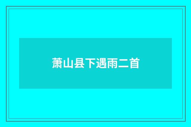 萧山县下遇雨二首