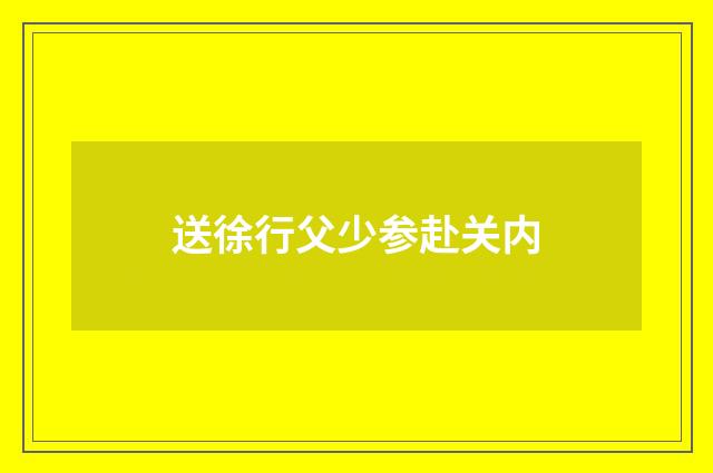 送徐行父少参赴关内