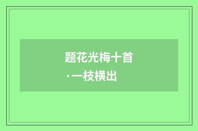 题花光梅十首·一枝横出
