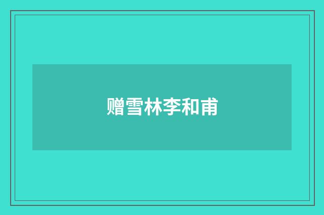 赠雪林李和甫