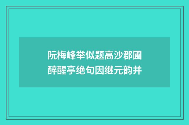 阮梅峰举似题高沙郡圃醉醒亭绝句因继元韵并