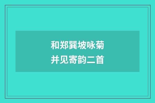 和郑巽坡咏菊并见寄韵二首
