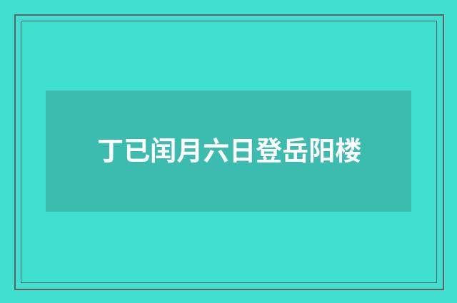 丁已闰月六日登岳阳楼