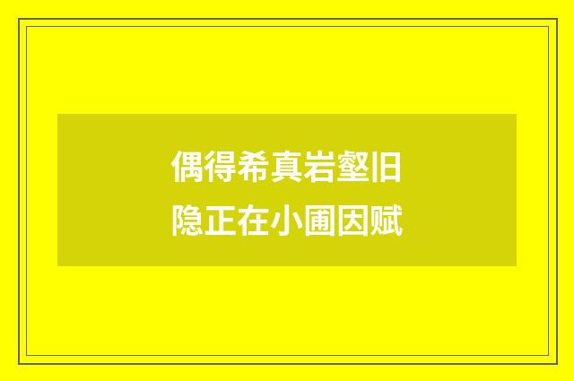 偶得希真岩壑旧隐正在小圃因赋