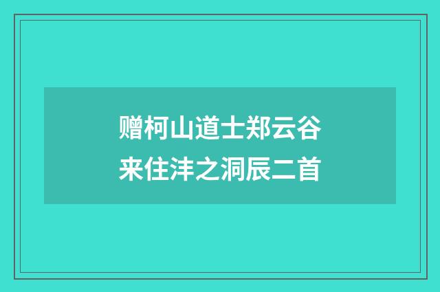 赠柯山道士郑云谷来住沣之洞辰二首