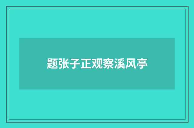 题张子正观察溪风亭